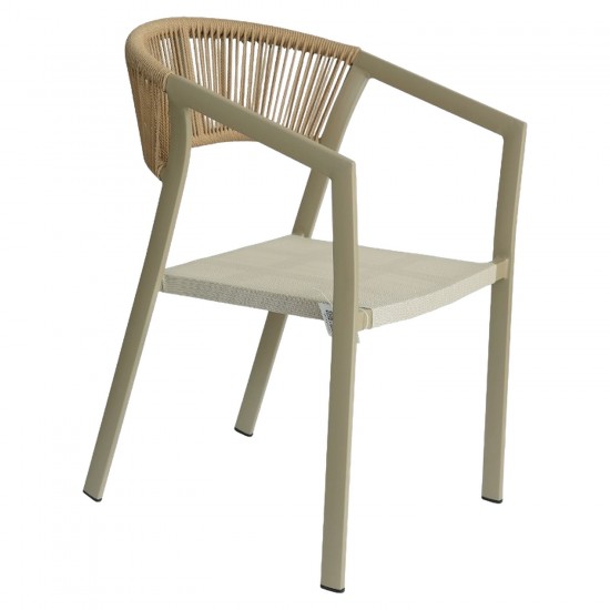 Πολυθρόνα Κήπου ArteLibre FIJI Μπεζ/Φυσικό Αλουμίνιο/Rattan 56x60x78cm