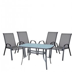 Σετ Τραπεζαρία Κήπου ArteLibre SUN Μέταλλο Γκρι/Μαύρο Με 4 Πολυθρόνες