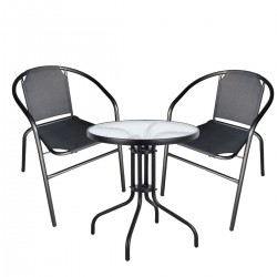 Σετ Τραπεζαρία Κήπου ArteLibre EARTH Μέταλλο Μαύρο Με 2 Πολυθρόνες
