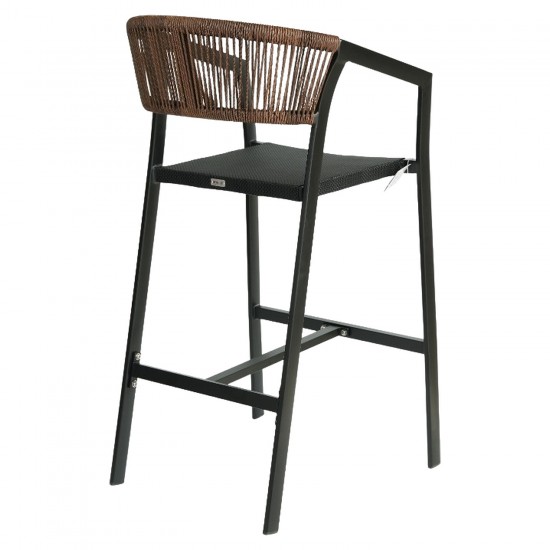 Σκαμπό Bar ArteLibre SANTORINI Μαύρο/Φυσικό Αλουμίνιο/Rattan 55x56x99cm