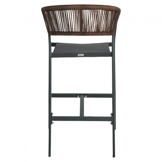 Σκαμπό Bar ArteLibre SANTORINI Μαύρο/Φυσικό Αλουμίνιο/Rattan 55x56x99cm