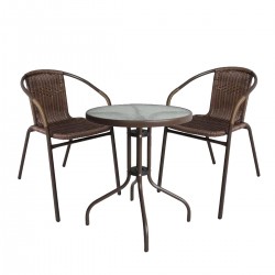 Σετ Τραπεζαρία Κήπου ArteLibre EARTH Μέταλλο Καφέ Με 2 Πολυθρόνες