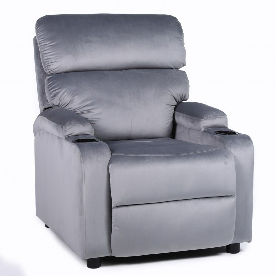 Πολυθρόνα Ανακλινόμενη ArteLibre RANA Γκρι Βελούδο 80x95x103cm
