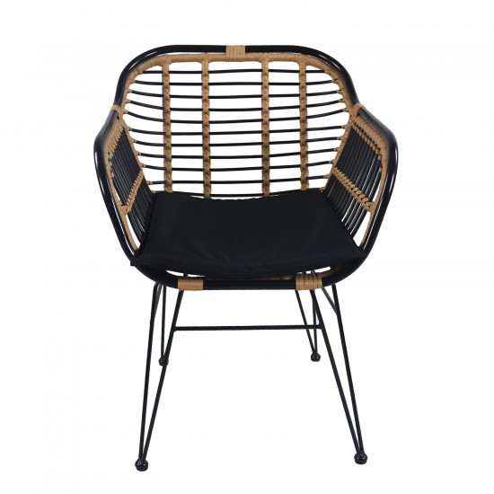 Καρέκλα Κήπου ArteLibre ATINIUS Φυσικό/Μαύρο Μέταλλο/Rattan 58x62x82cm