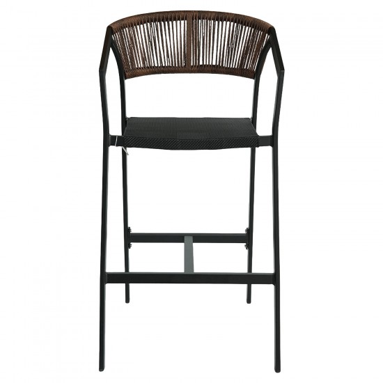 Σκαμπό Bar ArteLibre SANTORINI Ανθρακί/Φυσικό Αλουμίνιο/Rattan 55x56x99cm
