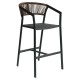 Σκαμπό Bar ArteLibre SANTORINI Ανθρακί/Φυσικό Αλουμίνιο/Rattan 55x56x99cm