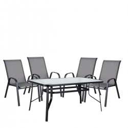 Σετ Τραπεζαρία Κήπου ArteLibre SUN Μέταλλο Μαύρο/Γκρι Με 4 Πολυθρόνες 14990067