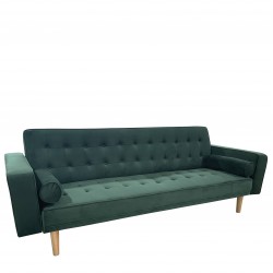 Καναπές Κρεβάτι Τριθέσιος ArteLibre AUBREY Πράσινο Ύφασμα 224x88x84cm
