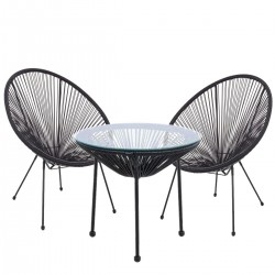 Σετ Τραπεζαρία Κήπου ArteLibre GANYMEDE Μέταλλο Μαύρο Με 2 Πολυθρόνες 14990068