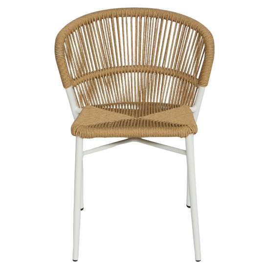 Καρέκλα Κήπου ArteLibre RIVIERA Λευκό/Φυσικό Αλουμίνιο/Rattan 57x61x79cm