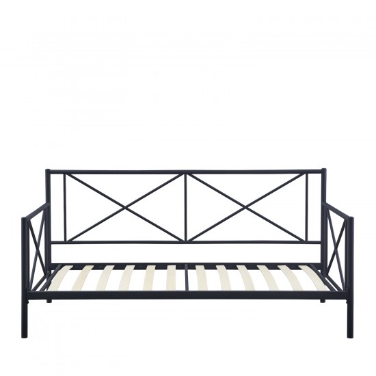 Κρεβάτι Μονό ArteLibre JASMINE Μαύρο Μέταλλο 208x97.6x100cm (Στρώμα 90x200cm)