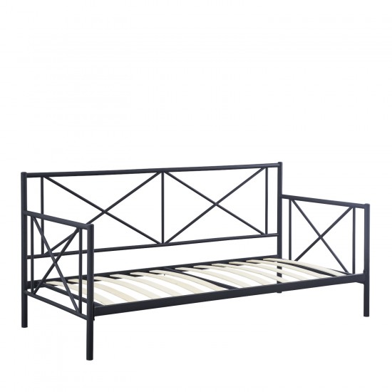 Κρεβάτι Μονό ArteLibre JASMINE Μαύρο Μέταλλο 208x97.6x100cm (Στρώμα 90x200cm)