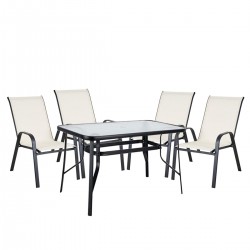 Σετ Τραπεζαρία Κήπου ArteLibre SUN Μέταλλο Κρεμ/Μαύρο Με 4 Πολυθρόνες