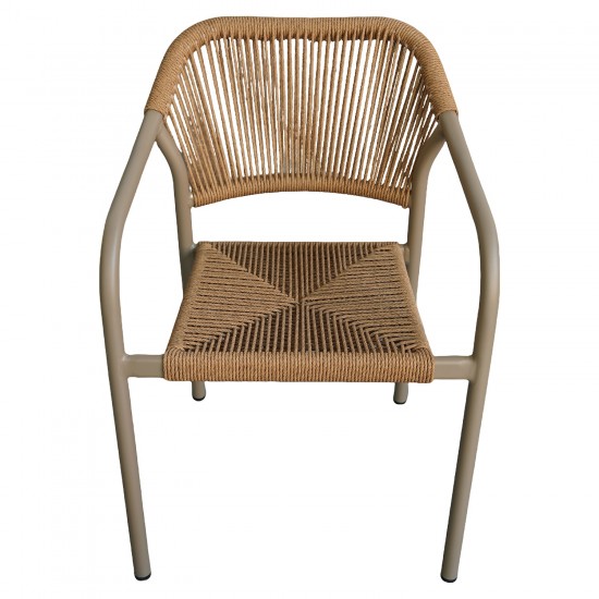 Πολυθρόνα Κήπου ArteLibre MOOREA Μπεζ/Φυσικό Αλουμίνιο/Rattan 58x56x79cm