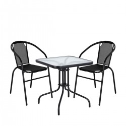 Σετ Τραπεζαρία Κήπου ArteLibre MARS Μέταλλο Μαύρο/Γκρι Με 2 Πολυθρόνες