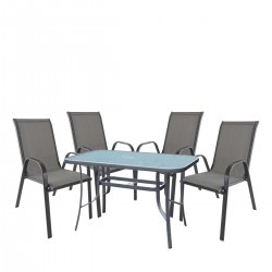 Σετ Τραπεζαρία Κήπου ArteLibre SUN Μέταλλο Γκρι Με 4 Πολυθρόνες