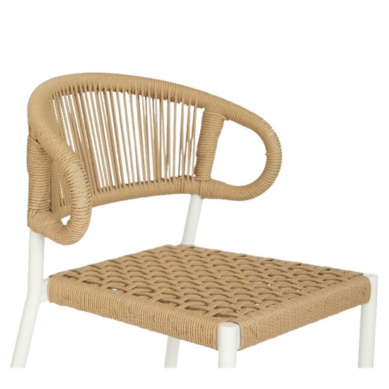 Σκαμπό Bar ArteLibre CEBU Λευκό/Φυσικό Αλουμίνιο/Rattan 60x60x99cm