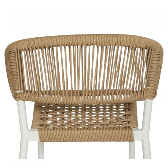 Σκαμπό Bar ArteLibre CEBU Λευκό/Φυσικό Αλουμίνιο/Rattan 60x60x99cm