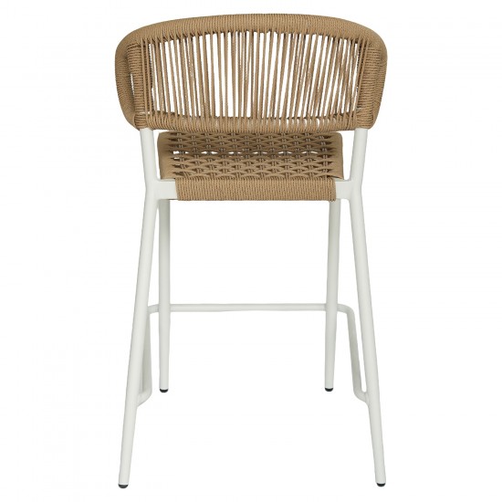 Σκαμπό Bar ArteLibre CEBU Λευκό/Φυσικό Αλουμίνιο/Rattan 60x60x99cm