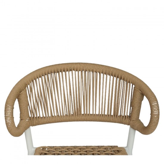 Σκαμπό Bar ArteLibre CEBU Λευκό/Φυσικό Αλουμίνιο/Rattan 60x60x99cm