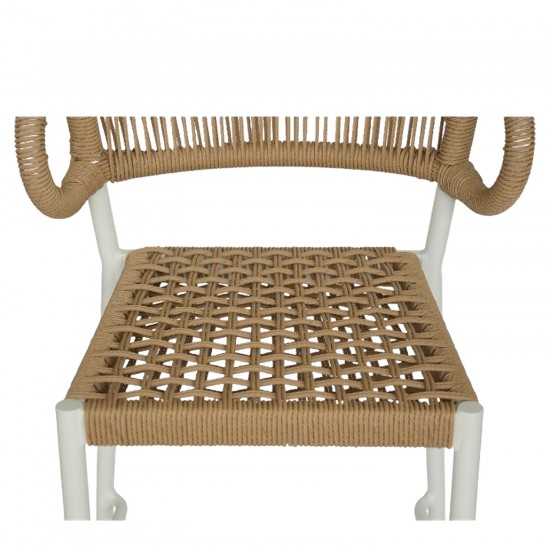 Σκαμπό Bar ArteLibre CEBU Λευκό/Φυσικό Αλουμίνιο/Rattan 60x60x99cm