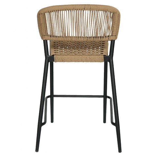 Σκαμπό Bar ArteLibre CEBU Μαύρο/Φυσικό Αλουμίνιο/Rattan 60x60x99cm