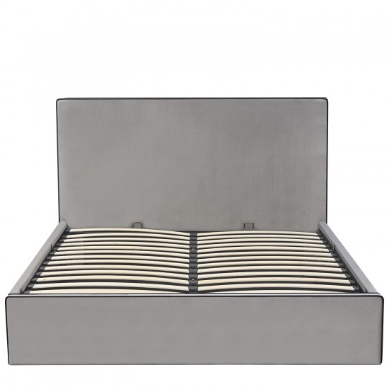 Κρεβάτι Υπέρδιπλο ArteLibre WICHITA Γκρι Ύφασμα 214.5x170x110.5cm (Στρώμα 160x200cm)