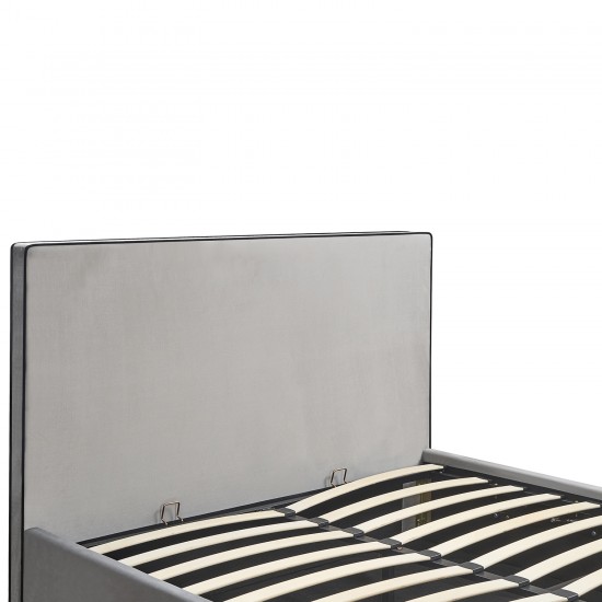 Κρεβάτι Υπέρδιπλο ArteLibre WICHITA Γκρι Ύφασμα 214.5x170x110.5cm (Στρώμα 160x200cm)