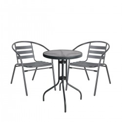 Σετ Τραπεζαρία Κήπου ArteLibre EARTH Μέταλλο Γκρι Με 2 Πολυθρόνες