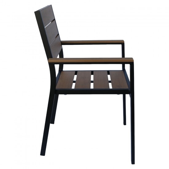 Πολυθρόνα Κήπου ArteLibre TOBAGO Μαύρο/Καρυδί Αλουμίνιο/Ξύλο 55x55x86cm