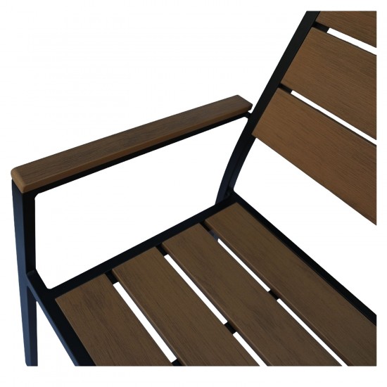 Πολυθρόνα Κήπου ArteLibre TOBAGO Μαύρο/Καρυδί Αλουμίνιο/Ξύλο 55x55x86cm