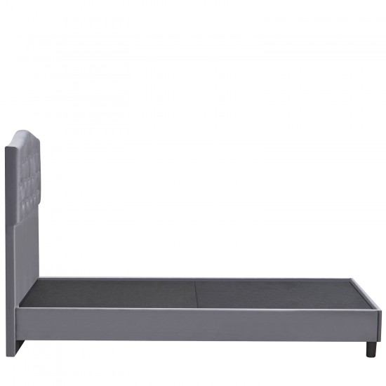Κρεβάτι Μονό ArteLibre JUNIPER Γκρι Ύφασμα 209x101x125cm (Στρώμα 90x200cm)