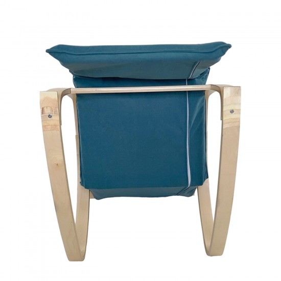 Πολυθρόνα Κουνιστή ArteLibre LUNDRA Μπλε/Φυσικό Ύφασμα/Ξύλο 67x127x91cm