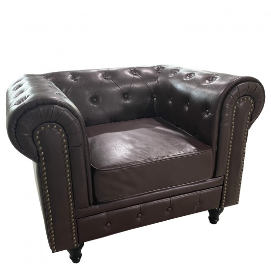 Πολυθρόνα ArteLibre AVERY Σκούρο Καφέ PU 100x90x73cm