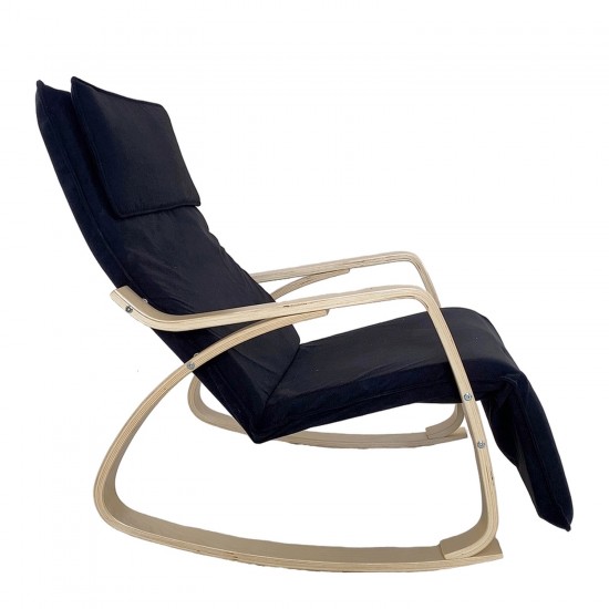 Πολυθρόνα Κουνιστή ArteLibre LUNDRA Μαύρο/Φυσικό Ύφασμα/Ξύλο 67x127x91cm