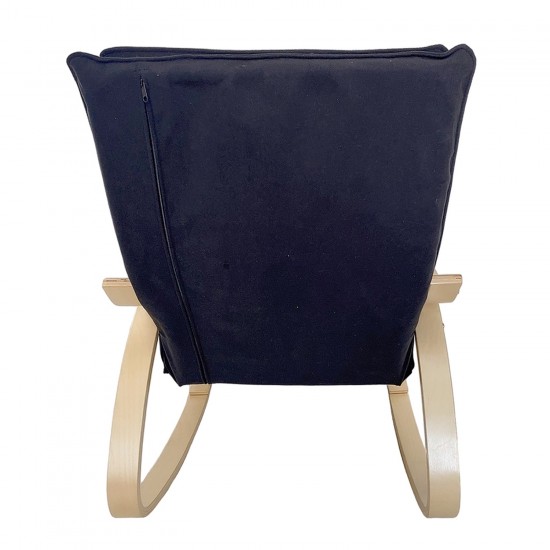 Πολυθρόνα Κουνιστή ArteLibre LUNDRA Μαύρο/Φυσικό Ύφασμα/Ξύλο 67x127x91cm