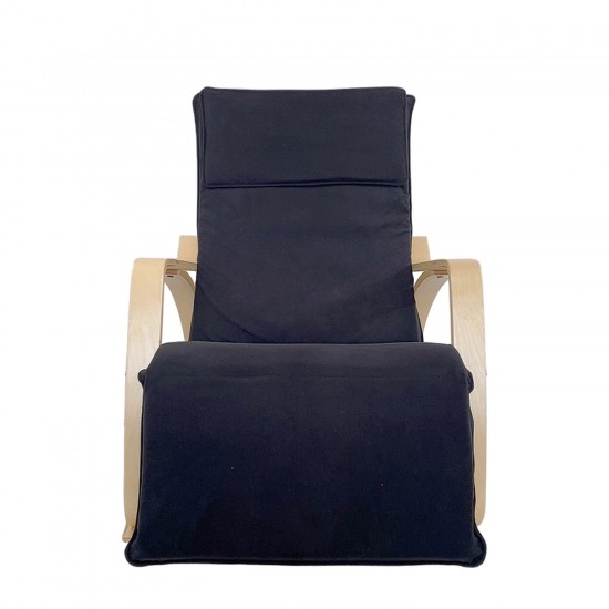 Πολυθρόνα Κουνιστή ArteLibre LUNDRA Μαύρο/Φυσικό Ύφασμα/Ξύλο 67x127x91cm