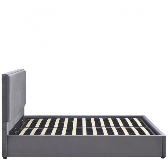 Κρεβάτι Υπέρδιπλο ArteLibre YUMA Γκρι Ύφασμα 214x1170x10cm (Στρώμα 160x200cm)