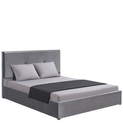 Κρεβάτι Υπέρδιπλο ArteLibre YUMA Γκρι Ύφασμα 214x1170x10cm (Στρώμα 160x200cm)