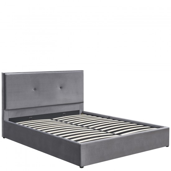 Κρεβάτι Υπέρδιπλο ArteLibre YUMA Γκρι Ύφασμα 214x1170x10cm (Στρώμα 160x200cm)