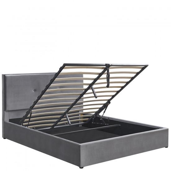 Κρεβάτι Υπέρδιπλο ArteLibre YUMA Γκρι Ύφασμα 214x1170x10cm (Στρώμα 160x200cm)