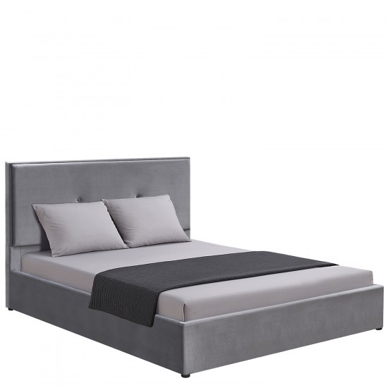 Κρεβάτι Υπέρδιπλο ArteLibre YUMA Γκρι Ύφασμα 214x1170x10cm (Στρώμα 160x200cm)