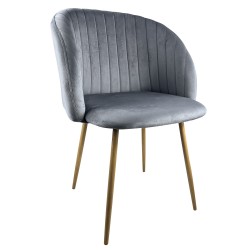 Καρέκλα ArteLibre KINGFISHER Γκρι Βελούδο/Μέταλλο/Ξύλο 54x55x83cm
