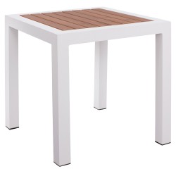 Τραπέζι Κήπου ArteLibre LOMBOK Λευκό/Καρυδί Αλουμίνιο/Polywood 45x45x45.5cm