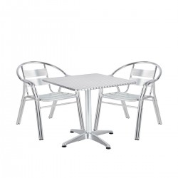 Σετ Τραπεζαρία Κήπου ArteLibre CALLISTO Αλουμίνιο Ασημί Με 2 Πολυθρόνες 14990103
