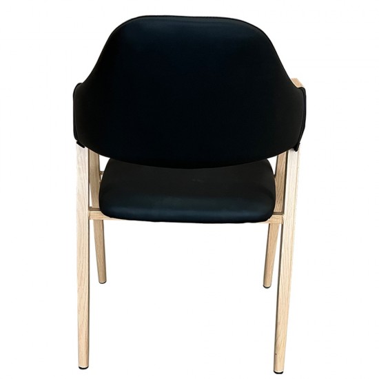 Καρέκλα Τραπεζαρίας ArteLibre SOLANA Μαύρο/Φυσικό PU/Μέταλλο 51x51x81cm