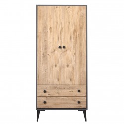 Ντουλάπα Δίφυλλη ArteLibre AMARI Ανθρακί/Δρυς Μοριοσανίδα 82x48x180cm