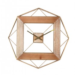 Ρολόι Τοίχου ArteLibre Χρυσό/Φυσικό Μέταλλο/MDF 51x51x4.5cm