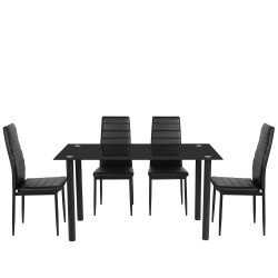 Σετ Τραπεζαρίας (4+1) ArteLibre TAGETES Μαύρο 120x70x75cm