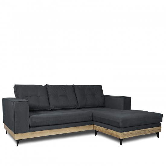 Καναπές Γωνιακός ArteLibre CALLIOPE Αναστρέψιμος Σκούρο Γκρι 250x184x100cm